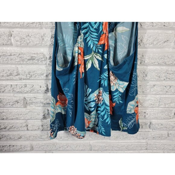 Apt 9 Women Top 1X Plus Pajama Tank Racerback Lace Blue Lightweight FLO398E - Picture 7 of 9